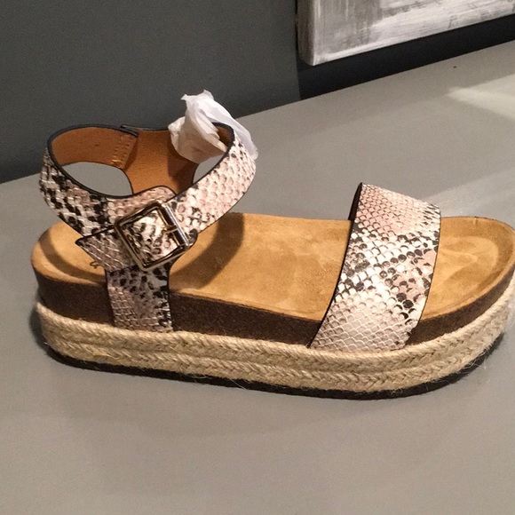 Snakeskin Espadrille Wedge Sandals - Picture 3 of 6